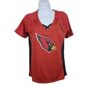 Arizona Cardinals Sz S NFL Team Apparel V Neck Mesh Sleeve T Shirt